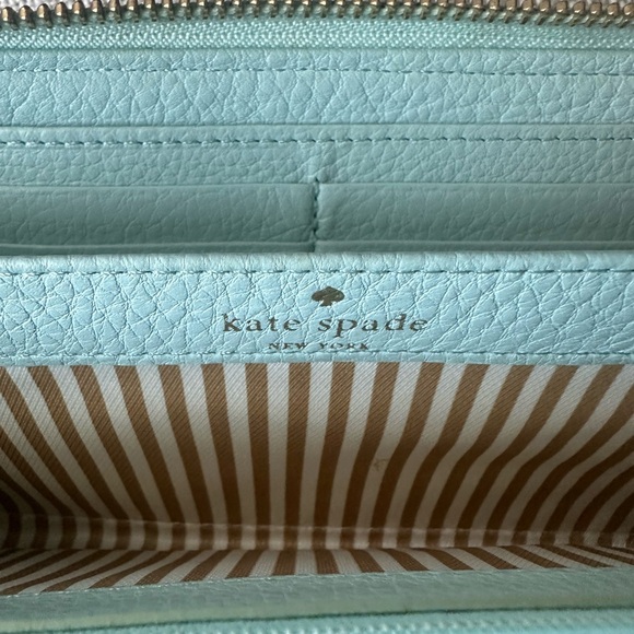 kate spade Handbags - Kate Spade Light Blue Pebbled Leather Zip Around Wallet